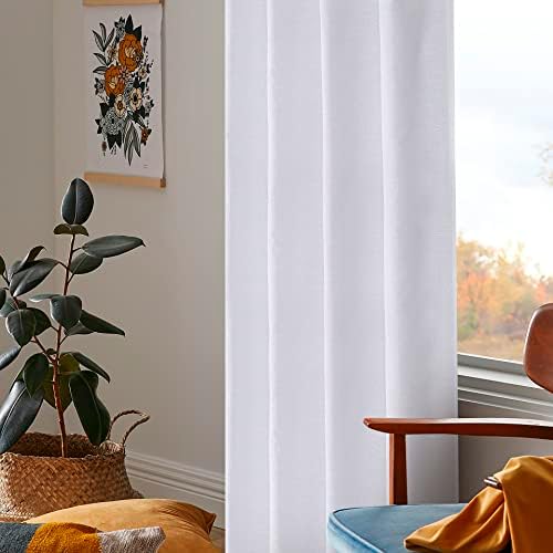 Goroly Home White Cotton Curtains 96 Inch Panels 2 Pc