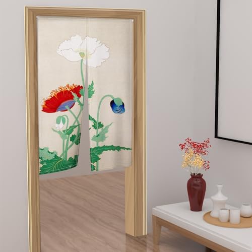 Japanese Style Door Curtain with Floral Pattern 34x60