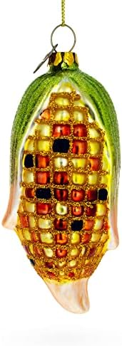 Golden Corn on The Cob Blown Glass Christmas Ornament 1
