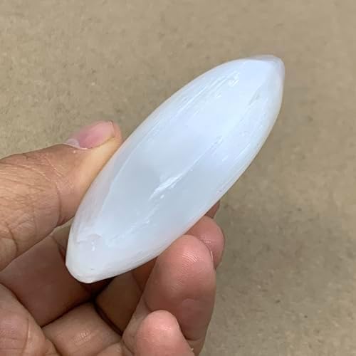 WatanGems 97g Selenite Palm-Stone Crystal Pillow Shape