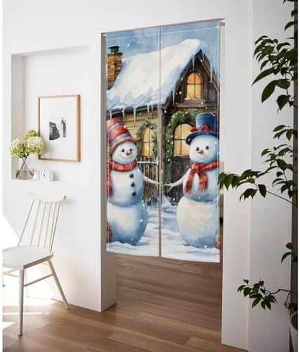 ChloropLastid Snowman Noren Door Curtain 34x60 Inch