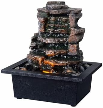 GOSSI Indoor Waterfall Fountain with LED Lights