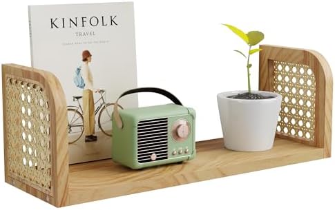 Rattan Floating Shelf for Home and Office