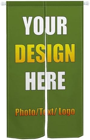 Leowefowa Custom Japanese Noren Curtain Panel with Photo Text Logo