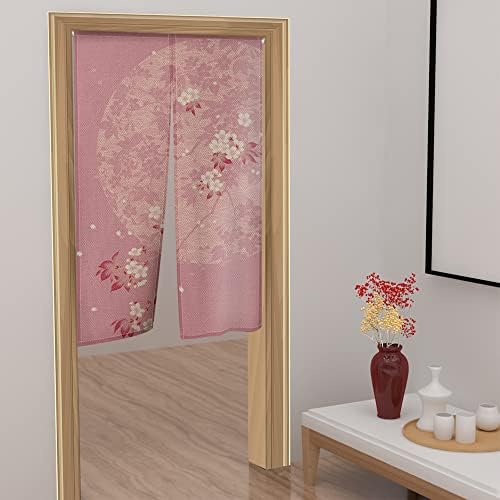 Leowefowa Pink Blossom Door Curtain with Privacy