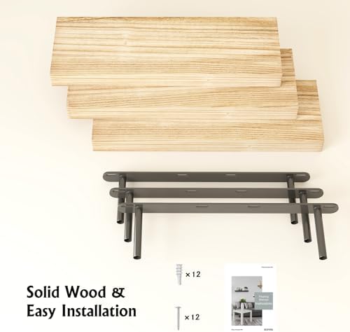 BOFIRE Floating Wall Shelves - 17 Inch Solid Wood Decor