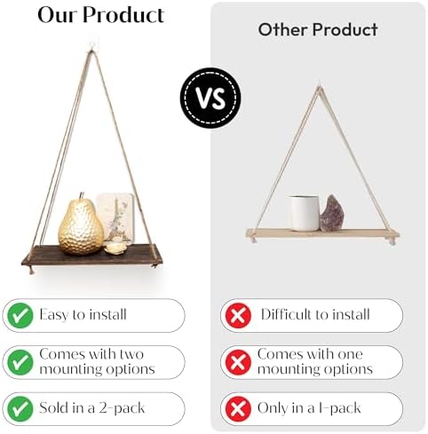 No Drill Floating Shelves for Wall Set of 2