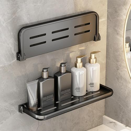 2 Pack Dark Gray Aluminum Foldable Wall Mounted Floating Shelves Set