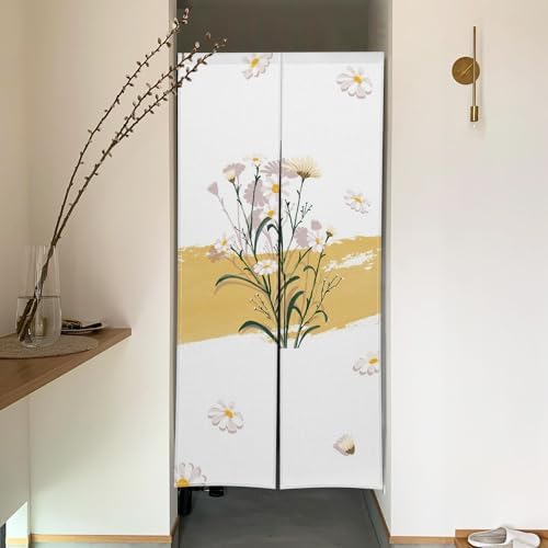 Daisy Flower Japanese Noren Door Curtain 34x60