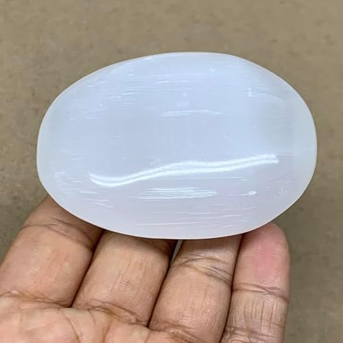 WatanGems 110g Natural Selenite Palm-Stone Crystal Pillow Shape Collectible