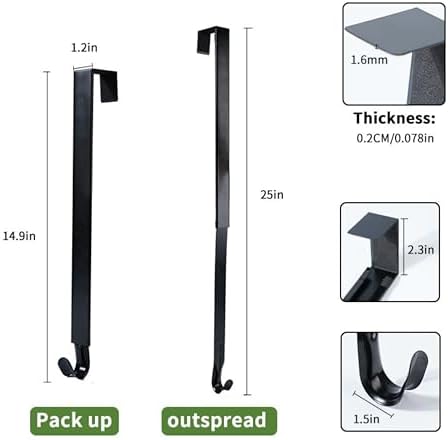 Adjustable Wreath Hanger for Front Door Black