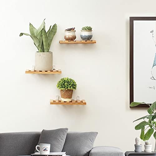 3Pcs Solid Bamboo Floating Shelves for Home Decor