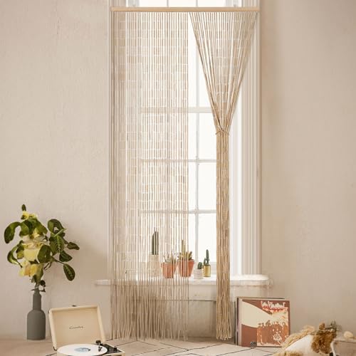 BECHAEO Bamboo Beaded Curtain for Doorway 355 x 75 Inches