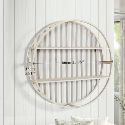 Oakrain 2-Tier Floating Bamboo Wall Shelves Dia2598