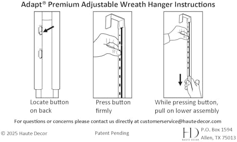 Haute Decor Adjustable Wreath Hanger - Matte White 30 lbs Capacity