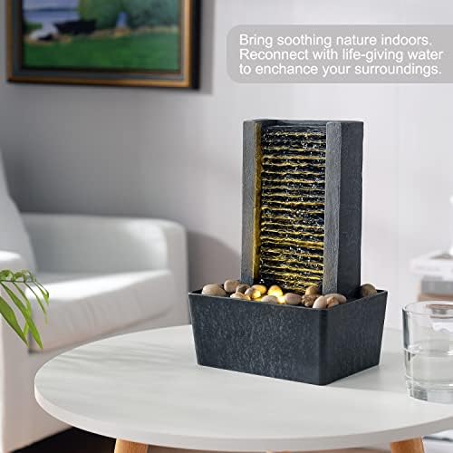 Haobos Indoor Fountain with LED Light and Cobble Design