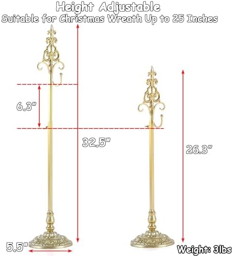 Adjustable Metal Wreath Stand with Wrought Iron Base