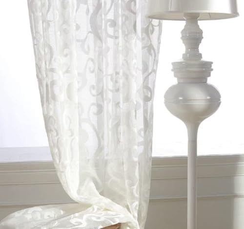 Modern Minimalist White Semi Sheer Curtain Panel