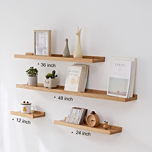 Natural Solid Oak Floating Wall Shelf 16 Inch
