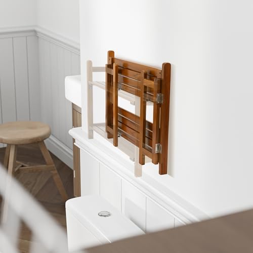 VaeFae Teak Wood Floating Shelves 2 Tier