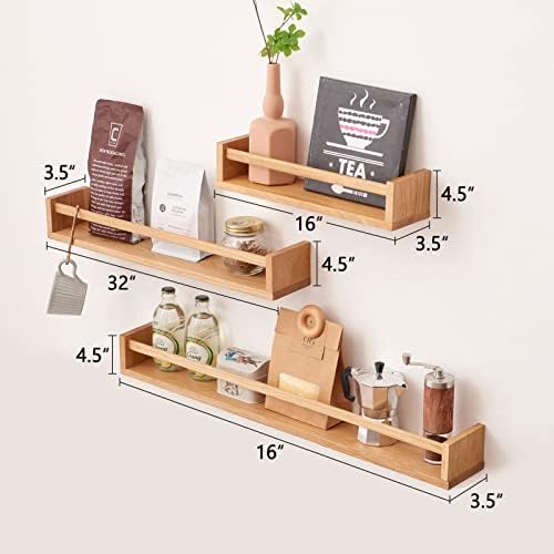 Oak Nursery Shelves 32 Inch Wall Mounted Floating Bookshelf