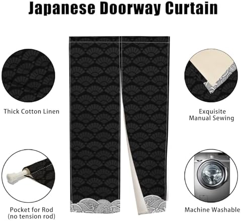 Japanese Noren Door Curtain 34x60 Inch Panel
