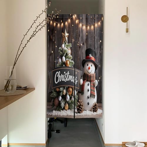 ChloropLastid Japanese Door Curtain Snowman Christmas Divider