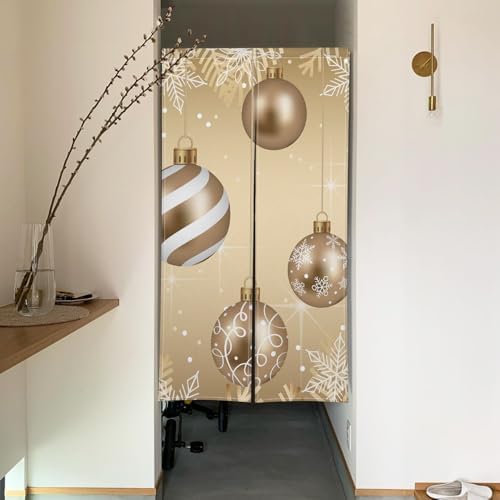 ChloropLastid Christmas Ball Gold Noren Curtain
