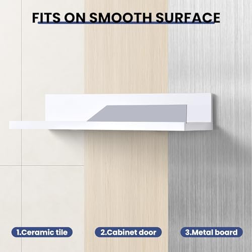 JOMOLA Adhesive Floating Shelf Gray Guard No Drilling Wall Mount Storage Rack