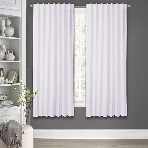Goroly Home White Cotton Curtains 96 Inch Panels 2 Pc