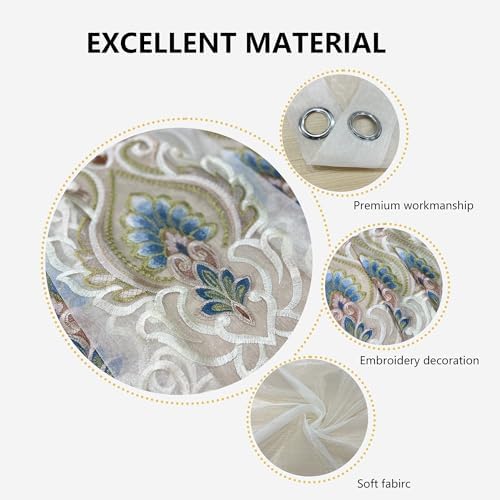 European Sheer Curtains 2 Panels W66 X L96 Inch