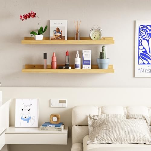 24 Inch Bamboo Floating Shelves Set of 2