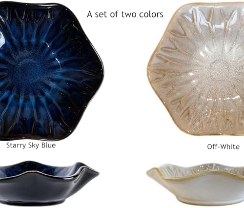 ASBEFORE Ceramic Incense Holder 2PCS Blue Grey Flower