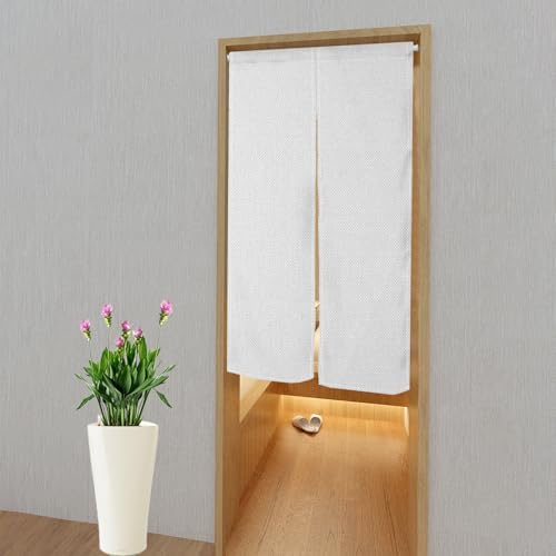 Leowefowa Pure White Japanese Noren Door Curtain