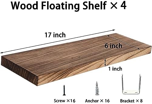 Wood Floating Shelves Set of 4 16 Inch