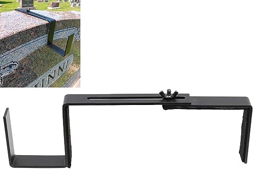 Carson Adjustable Headstone Wreath Holder - Black Metal