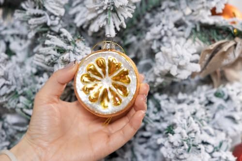 2 Pack Hand Blown Glass Lemon Ornaments for Christmas Tree