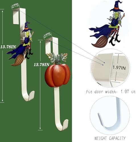 2 Pack Fall Wreath Door Hanger with Pumpkin Witch