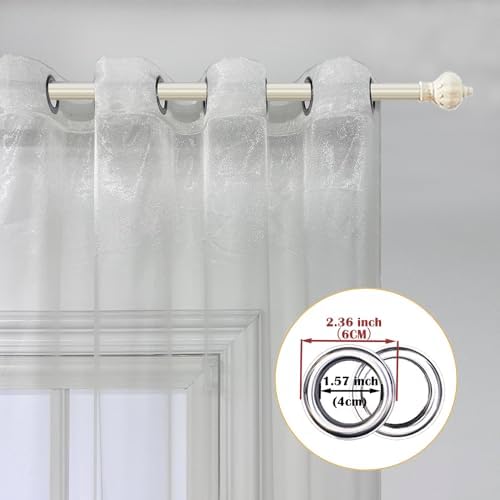 European Sheer Curtains 2 Panels W66 X L96 Inch