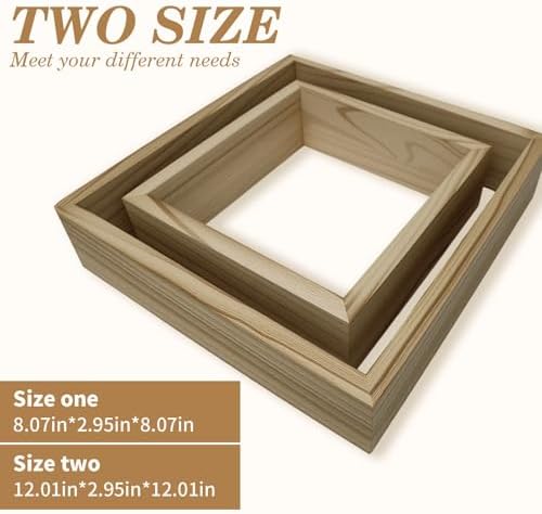 Square Floating Shelves Set of 2 - Natural Paulownia Wood