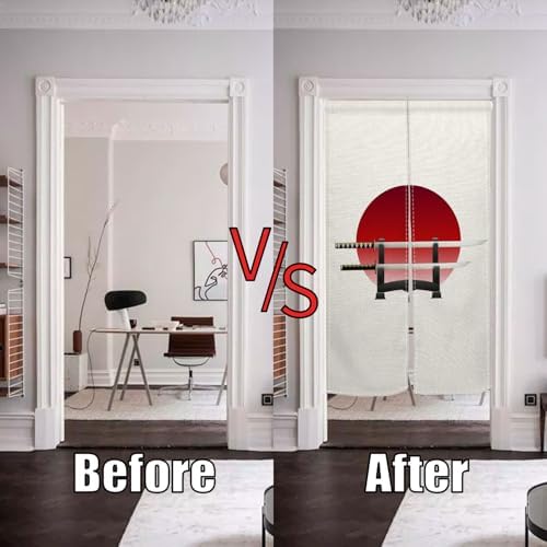 Japanese Style Traditional Noren Door Curtain Red Sun Pattern