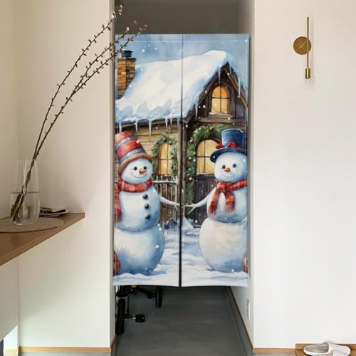 ChloropLastid Snowman Noren Door Curtain 34x60 Inch
