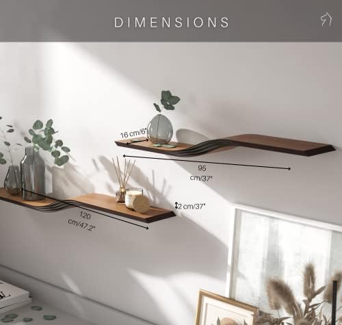 EWART WOODS 36 Inch Floating Shelf with Curved Design