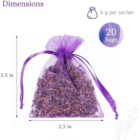 Lavender Sachets for Closets and Drawers - Pack of 20