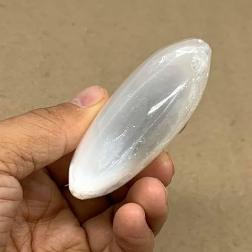 110g Natural Selenite Palm-Stone Crystal Pillow Shape