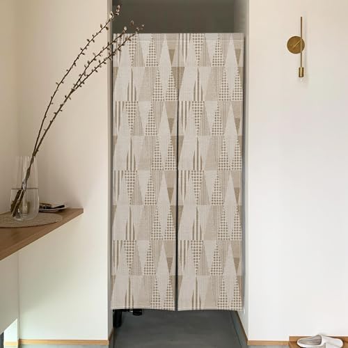 Japanese Noren Door Curtain with Abstract Pattern - 34 x 60 Brown