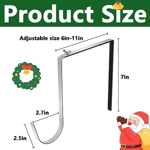 Christmas Headstone Wreath Hanger - Adjustable 6-11 Inch