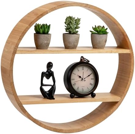 Mind Reader Circular Floating Shelf 18x18x4 Brown
