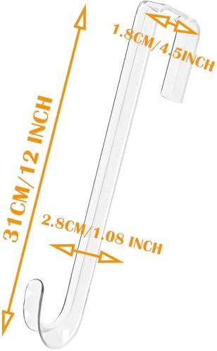 Emopeak 12 Inch Clear Wreath Hangers - 2 Pack Over Door Hooks