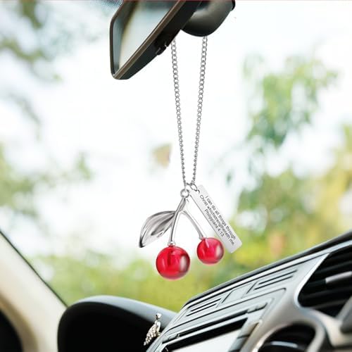 Cute Cherry Car Charm Rear View Mirror Decor